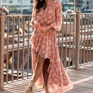 Joyfolie Mia Joy Rust Floral Vella Hi-Low Dress